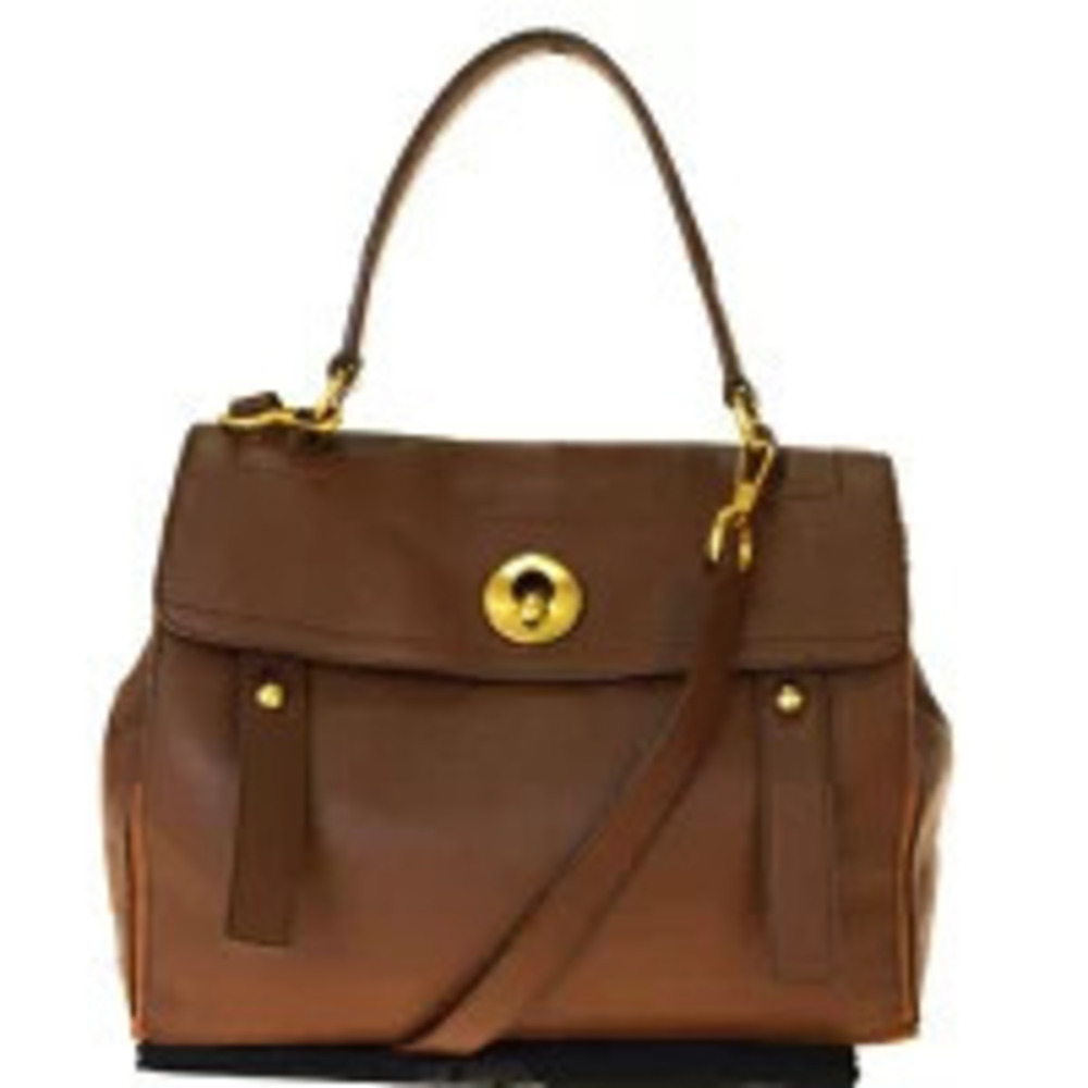 Saint Laurent Yves Muse Two Shoulder Bag Brown Leather Canvas